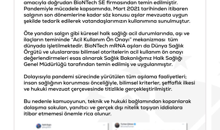 COVID19 salgını sürecinde BioNTech aşısı gelmediği iddialarına yalanlama