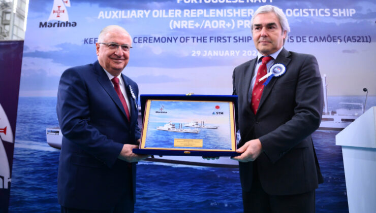 Portekiz için üretilecek gemilerin ilkinin bloğu kızağa alındı