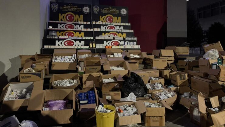 Adana’da ruhsatsız depoda 1 milyon 123 bin ilaç ele geçirildi