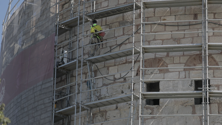 Yedikule Hisarındaki Hazine Kulesinde restorasyon sürüyor