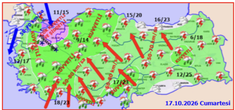 İstanbul’a turuncu kodlu uyarı: Kuvvetli yağış ve fırtına bekleniyor